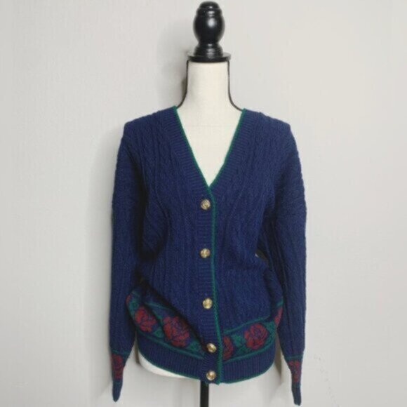Lauren Ralph Lauren Rare Vintage Cable Cardigan Sweater With Gold Buttons - Picture 16 of 17